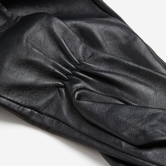H&M Studio Collection 2023 Leather Evening Long Black Elbow Gloves XS/S - Picture 6 of 11